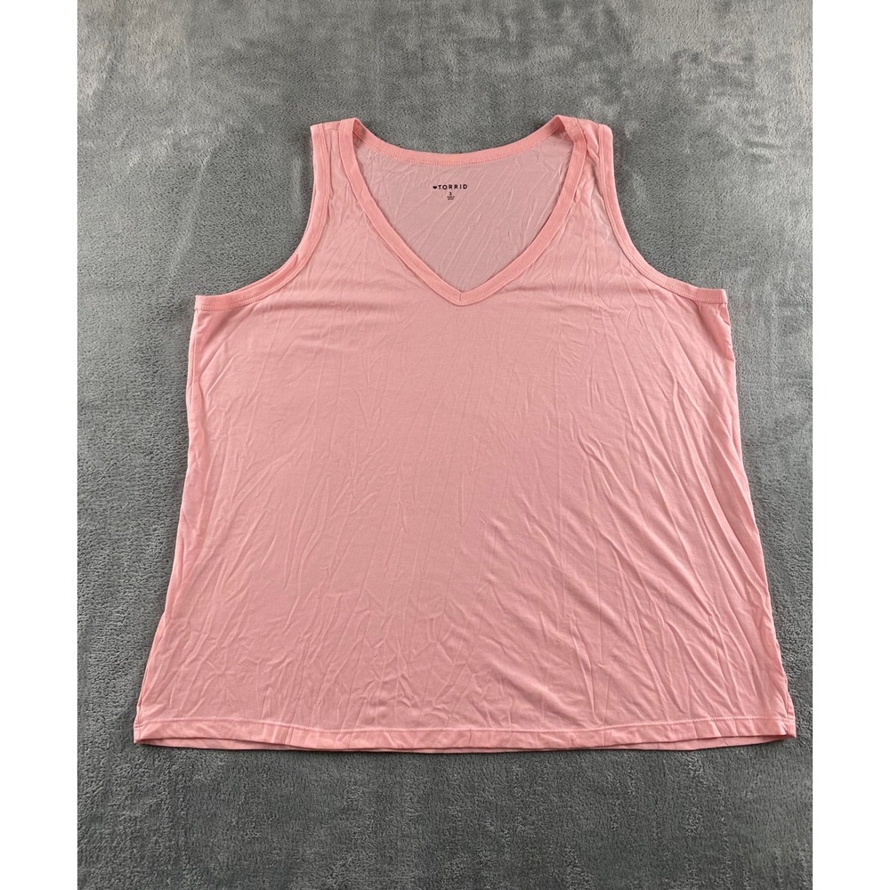 Torrid Womens Plus Size 3 Pink V-Neck Tank Top Sleeveless Relaxed Fit Knit Basic